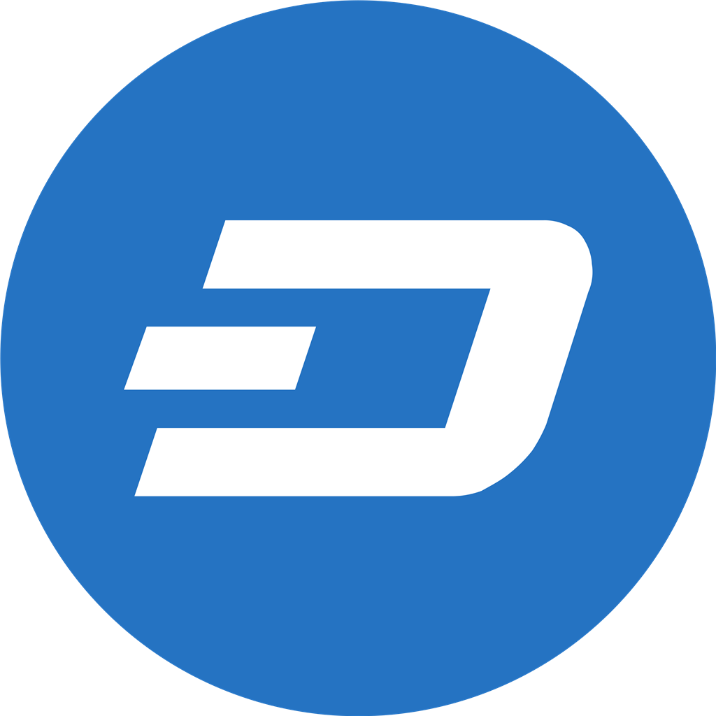 Dash coin blue logotype, transparent .png, medium, large