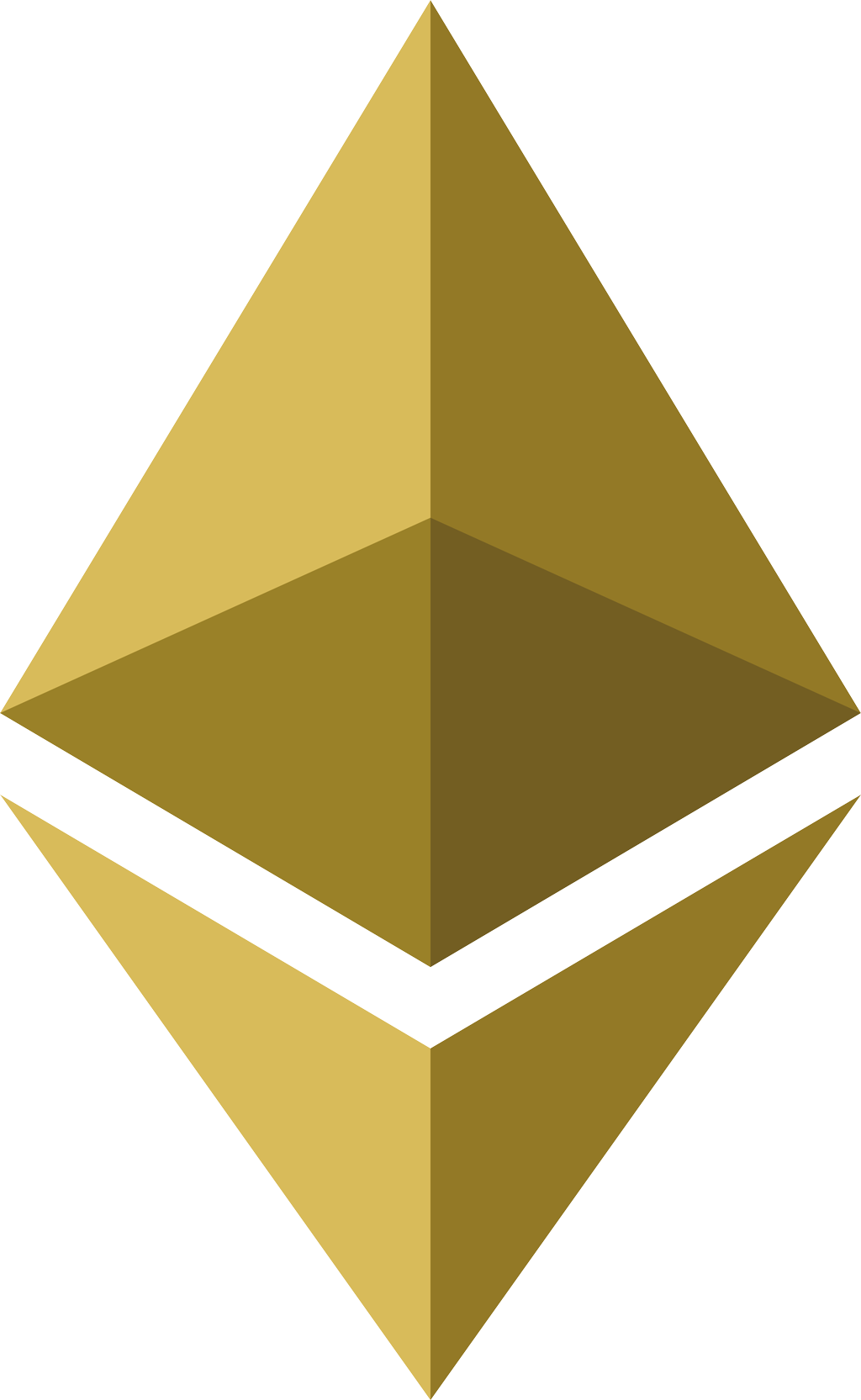 Ethereum coin gold logotype, transparent .png, medium, large