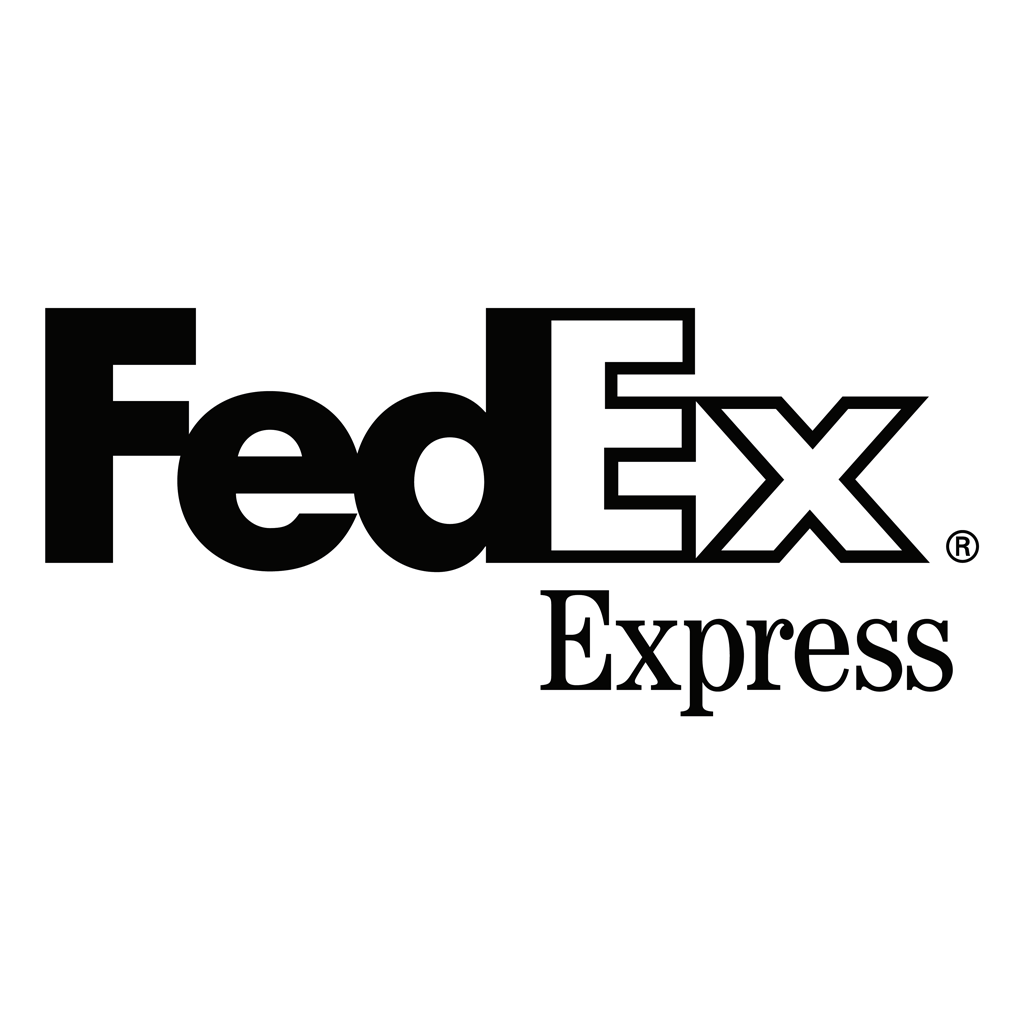 FedEx Express white logotype, transparent .png, medium, large