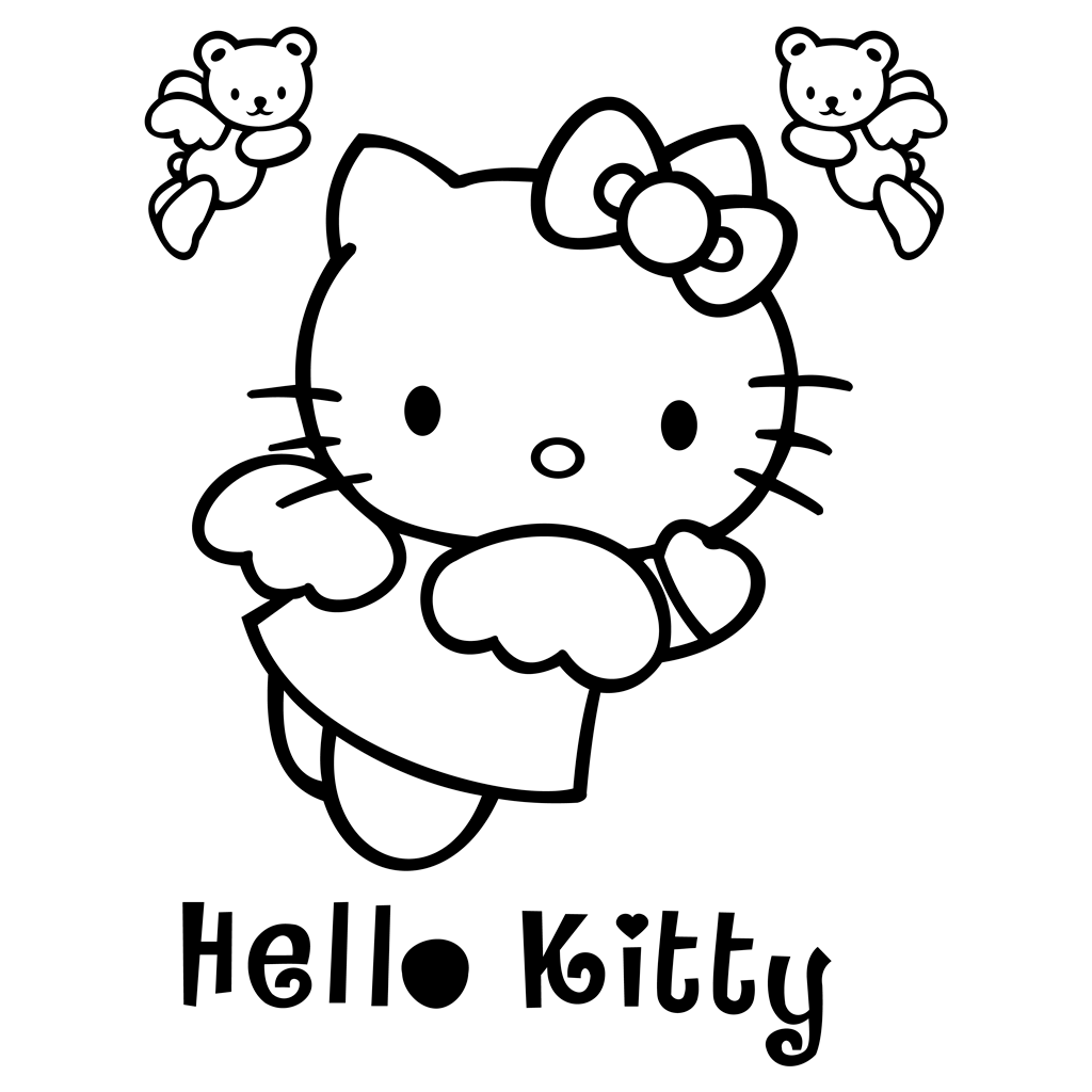 Hello Kitty black logotype, transparent .png, medium, large