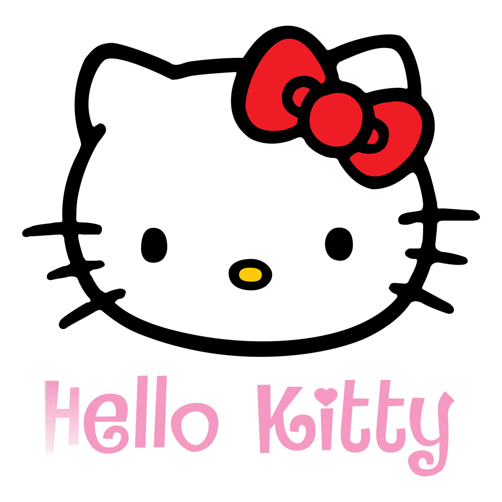 Hello Kitty pink logotype, transparent .png, medium, large