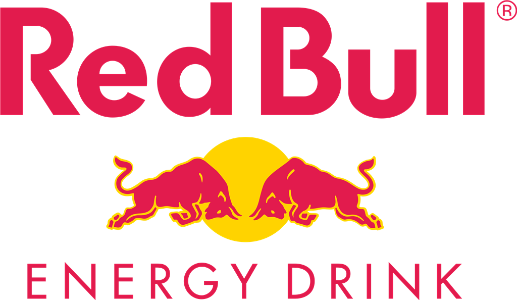 Red bull energy drink logotype, transparent .png, medium, large