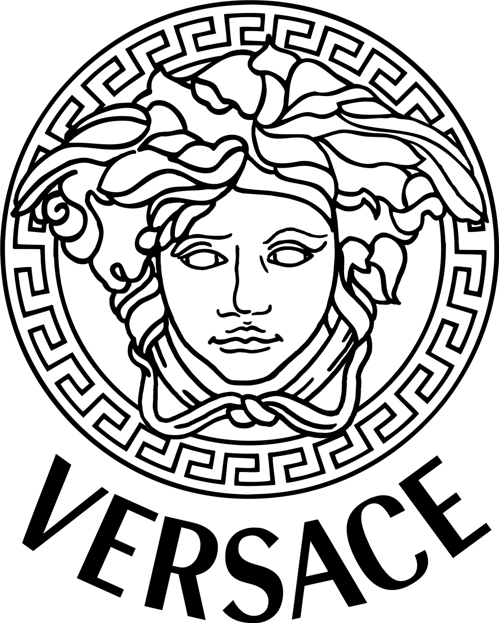 Versace Medusa black logotype, transparent .png, medium, large