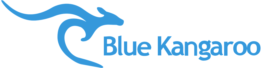 Blue Kangaroo logotype, transparent .png, medium, large