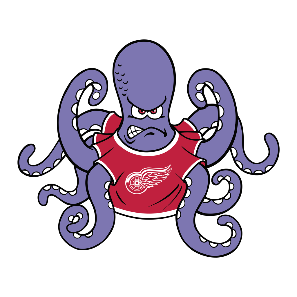 Detroit Red Wings octopus logotype, transparent .png, medium, large