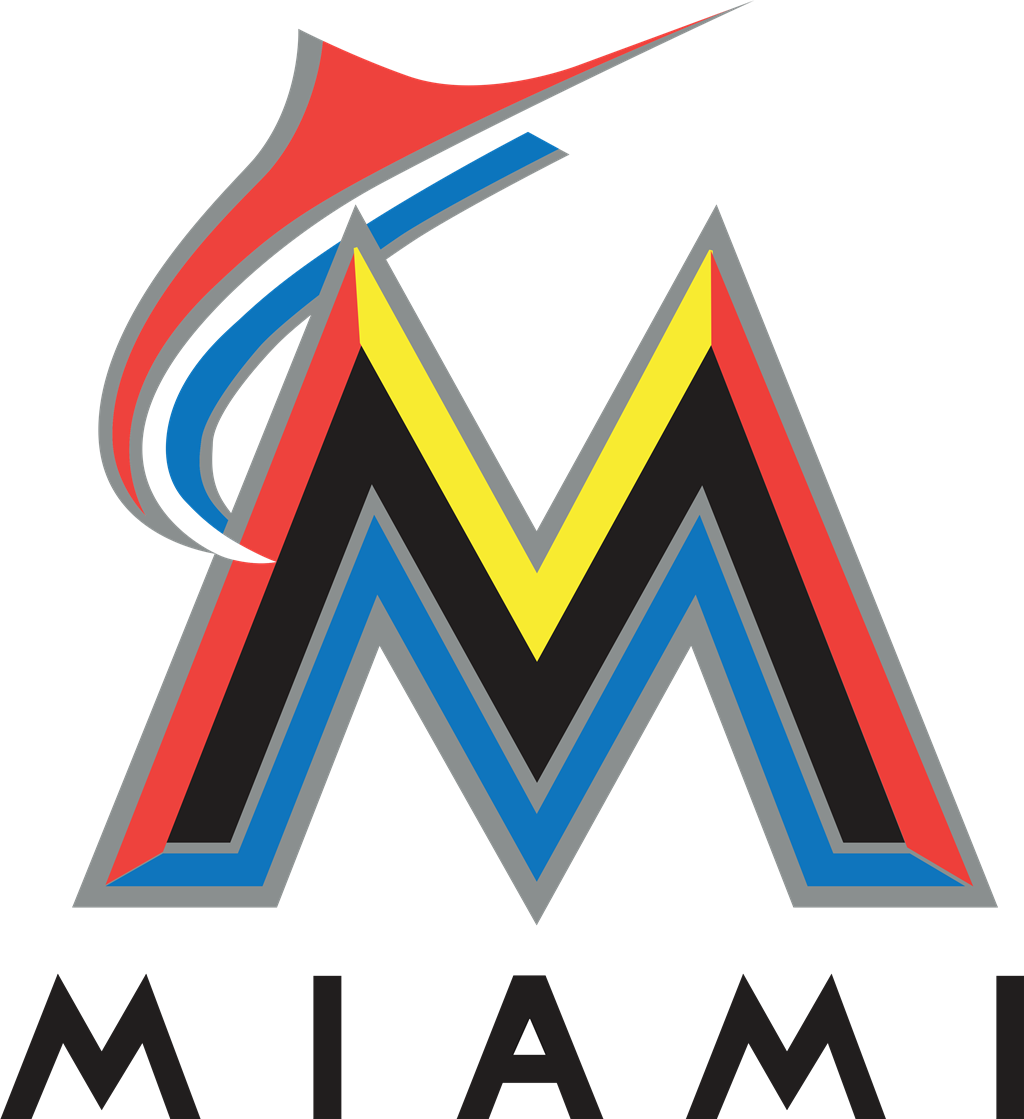 Miami Marlins logotype, transparent .png, medium, large