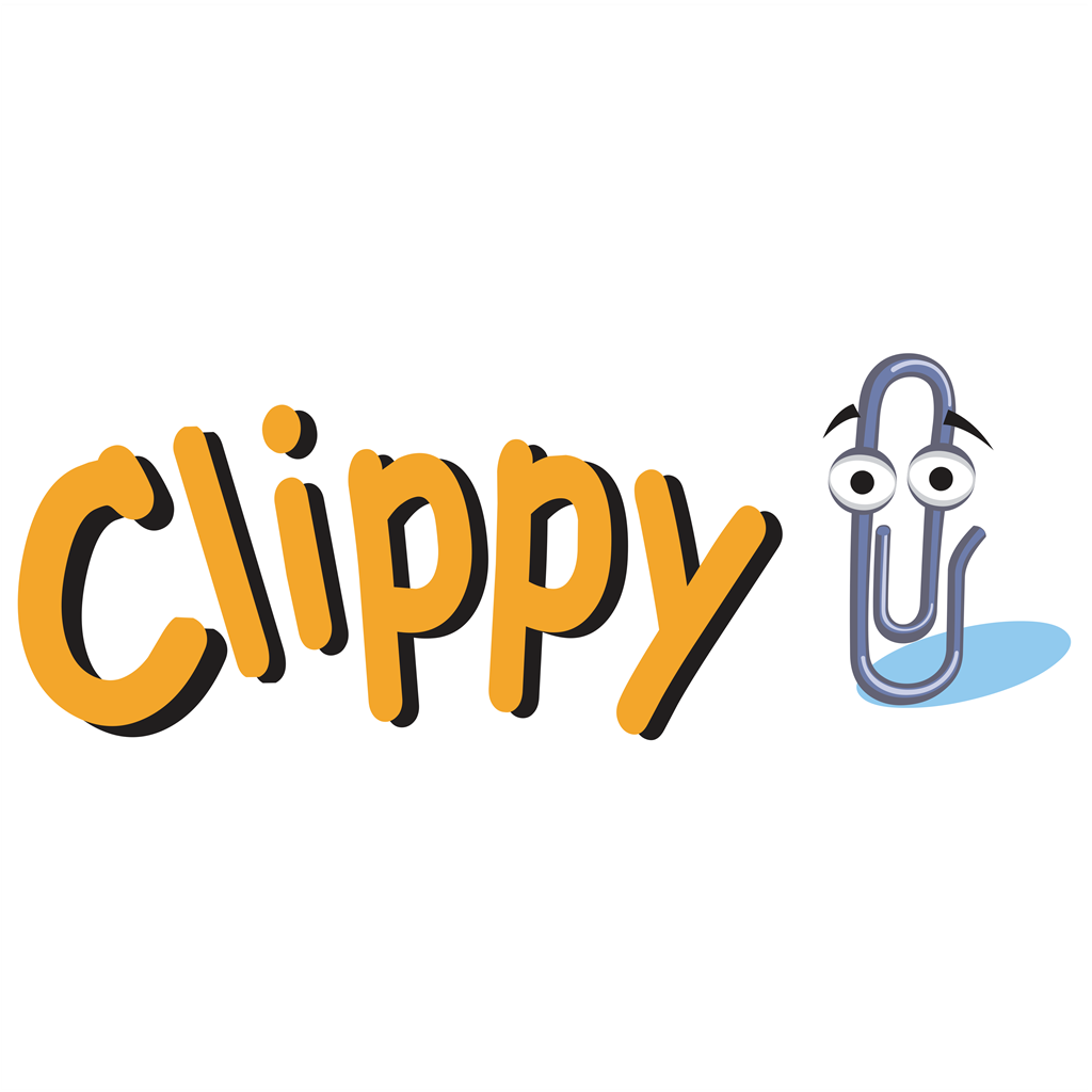 Microsoft Clippy logotype, transparent .png, medium, large