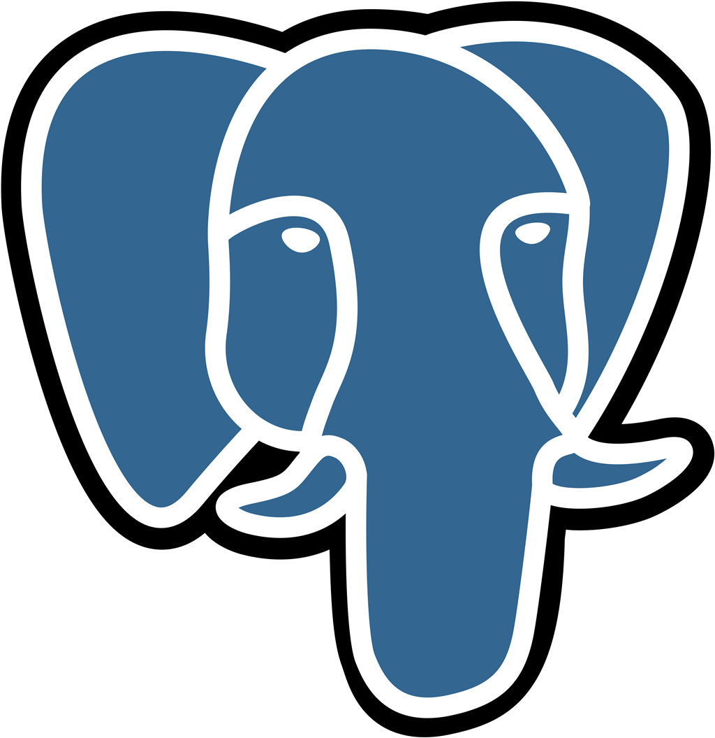 PostgreSQL logotype, transparent .png, medium, large