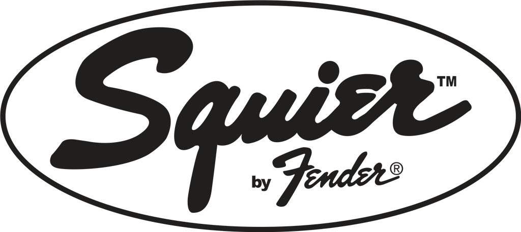 Squier by Fender logotype, transparent .png, medium, large